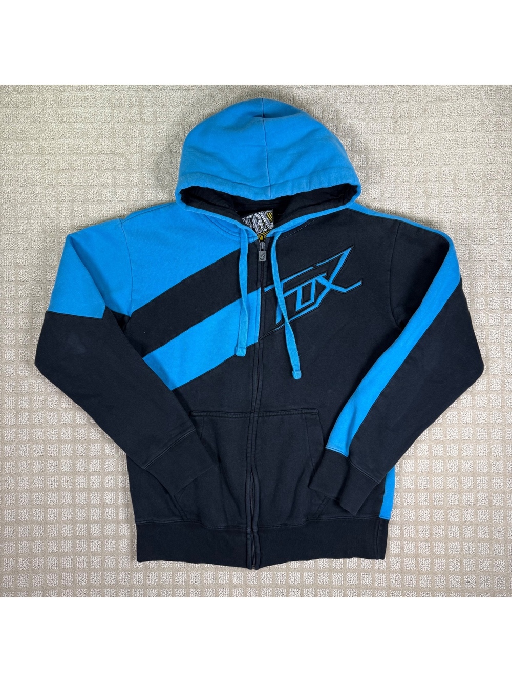 Fox Blue And Black Zip Hoodie M